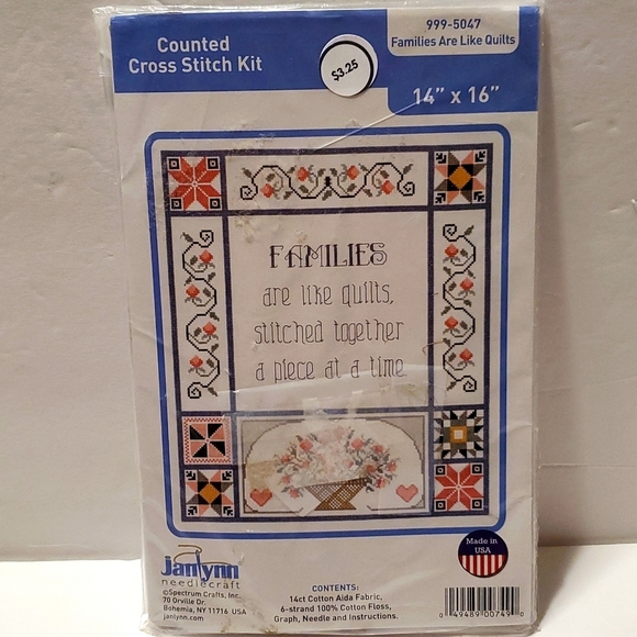 Families Are Like Quilts Counted Cross Stitch Kit 13"x15" - Picture 2 of 4